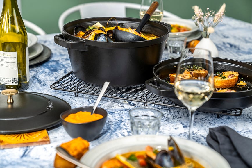 Staub Σετ Μαγειρικών Σκευών, με τηγάνι και καπάκι, 24 cm, λευκή τρούφα, 4 τμχ