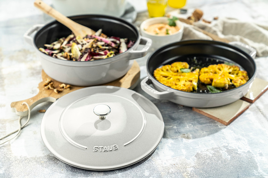 Staub Set Posuđa s tavom i poklopcem 24 cm bijela tartufa 4-dijelni set