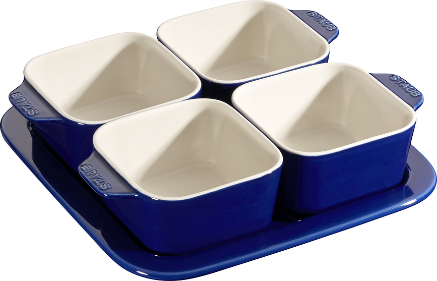 Staub Suupistekausid 500 ml ruudulised sinised koos statiiviga 5 tk.