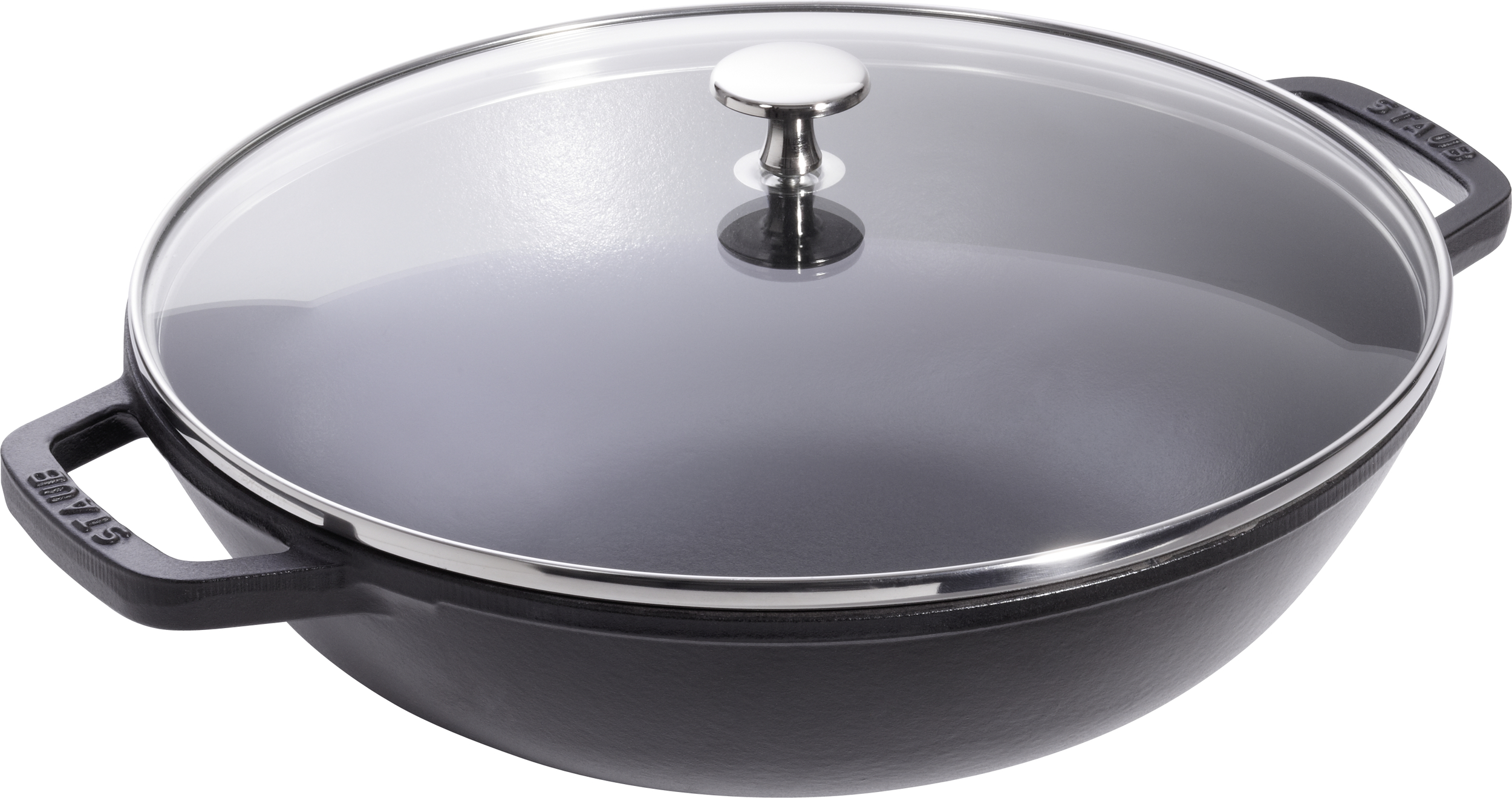 Staub Wok 30 cm schwarz mit Deckel