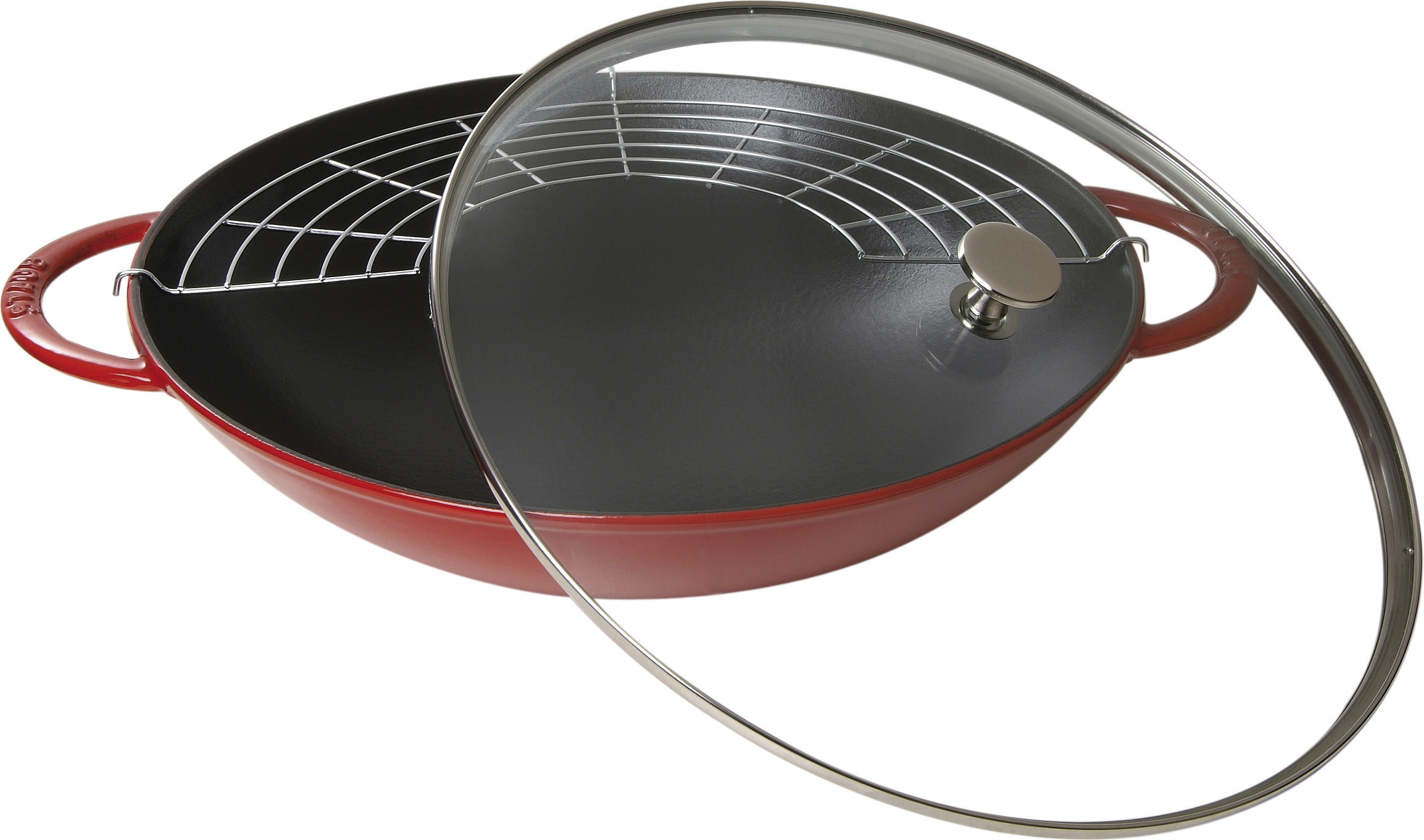 Staub Wok 37 cm rot mit Deckel