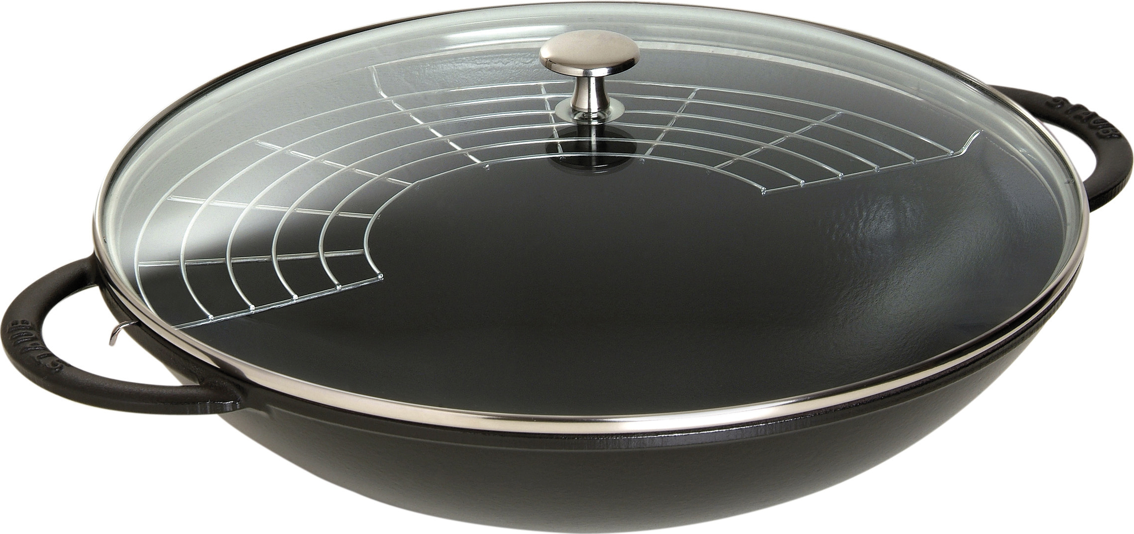 Staub Wok 37 cm schwarz mit Deckel