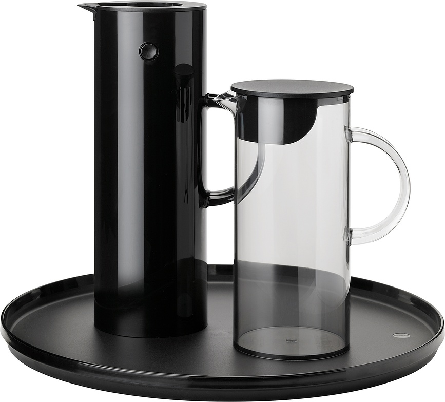 Jarra térmica EM77, negro, con bandeja y jarra de agua, Set de 3 piezas