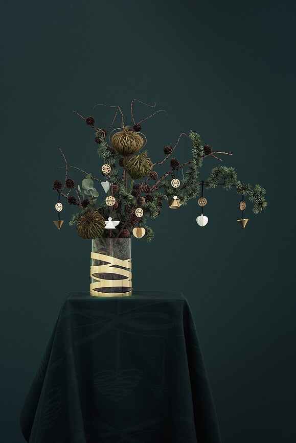 Nordic Božićni Ukras mini stožasti bijelo-zlatni