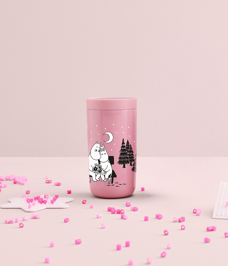 Taza térmica To-Go Click Moomin I love you, 200 ml, rosa
