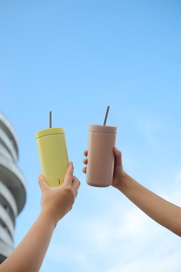 To-Go Sip Termo Šalica dvostruka stijenka sa slamkom 400 ml limunska