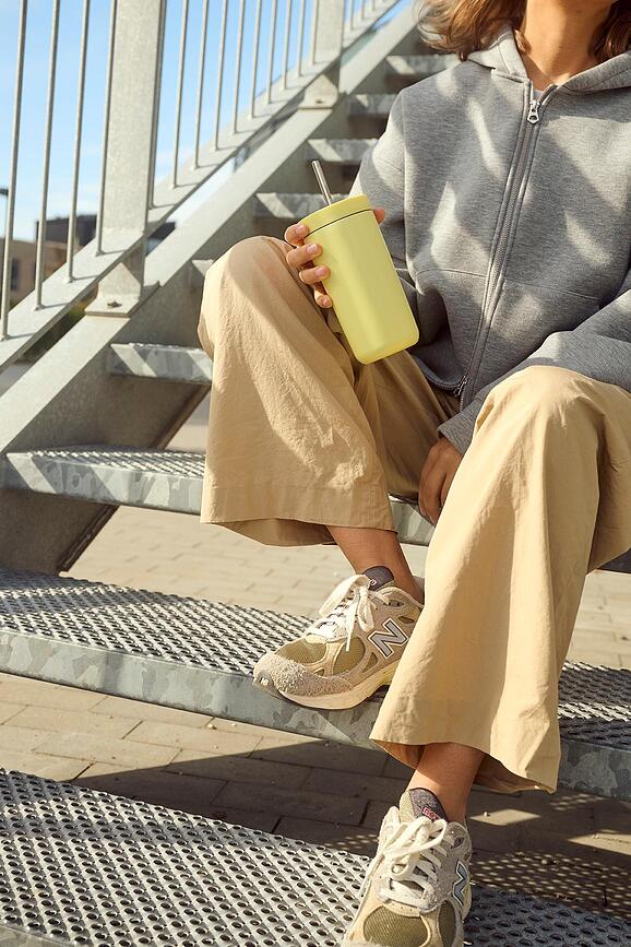 To-Go Sip Termo Skodelica, 400 ml, črna, iz dvojnega jekla, s slamico