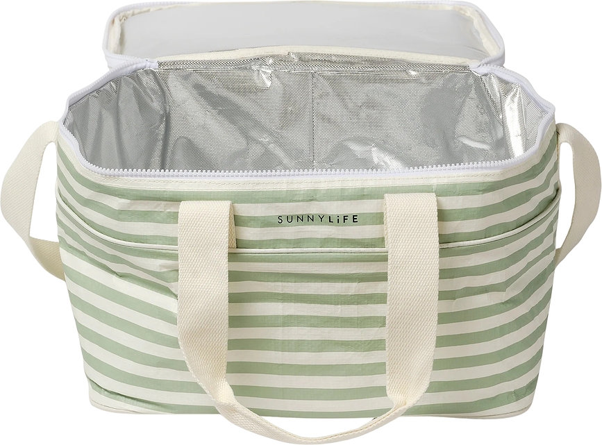 Bolsa Térmica Sunnylife La Palma, blanca y verde