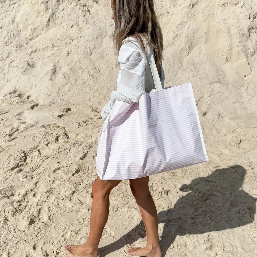 Bolso de playa Carryall Lazy Days, 58 cm, amarillo y rosa