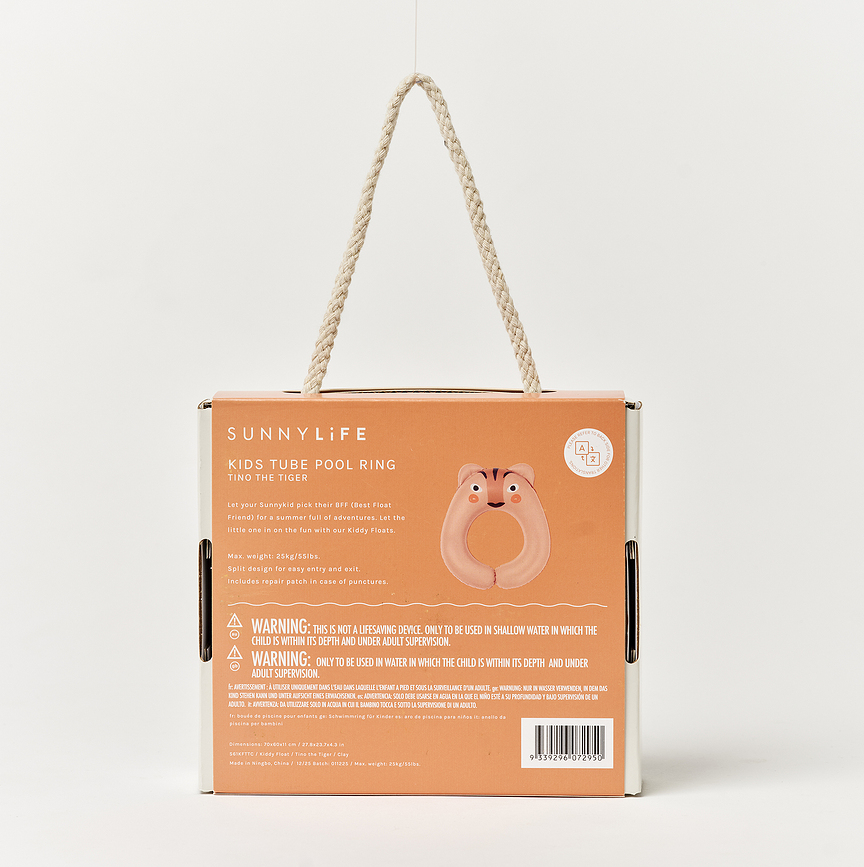 Ciambella da nuoto per bambini Tino The Tiger, arancione
