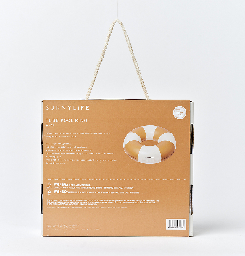 Ciambella da nuoto Sunnylife Stripe 90 x 25 cm, arancione