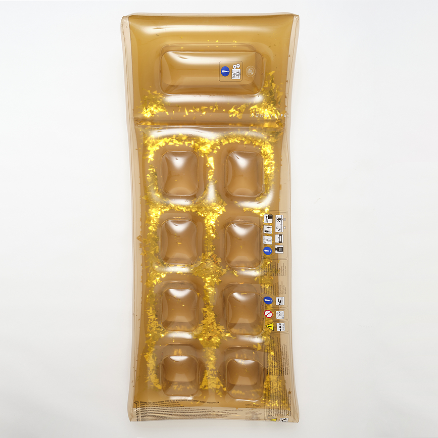 Colchoneta hinchable estilo retro Disco Gold, dorada