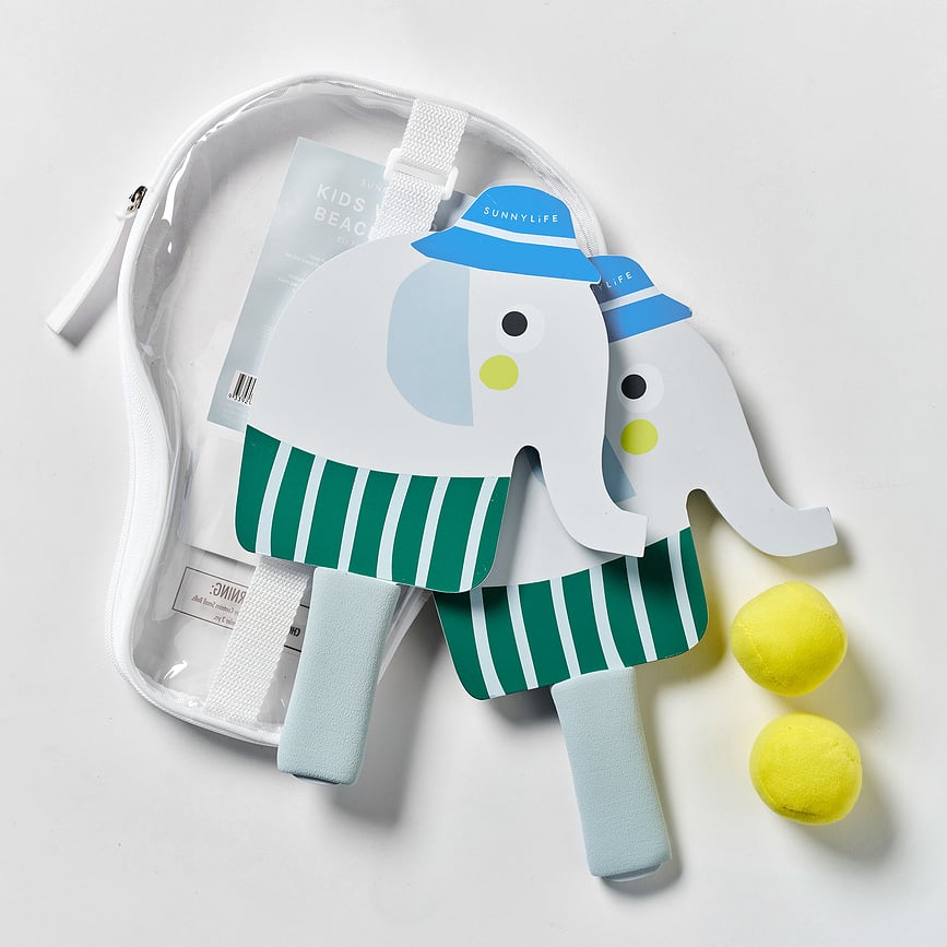 Eli The Elephant strandtennisset med bollar, 4 delar