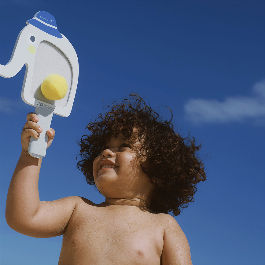 Eli The Elephant strandtennisset med bollar, 4 delar