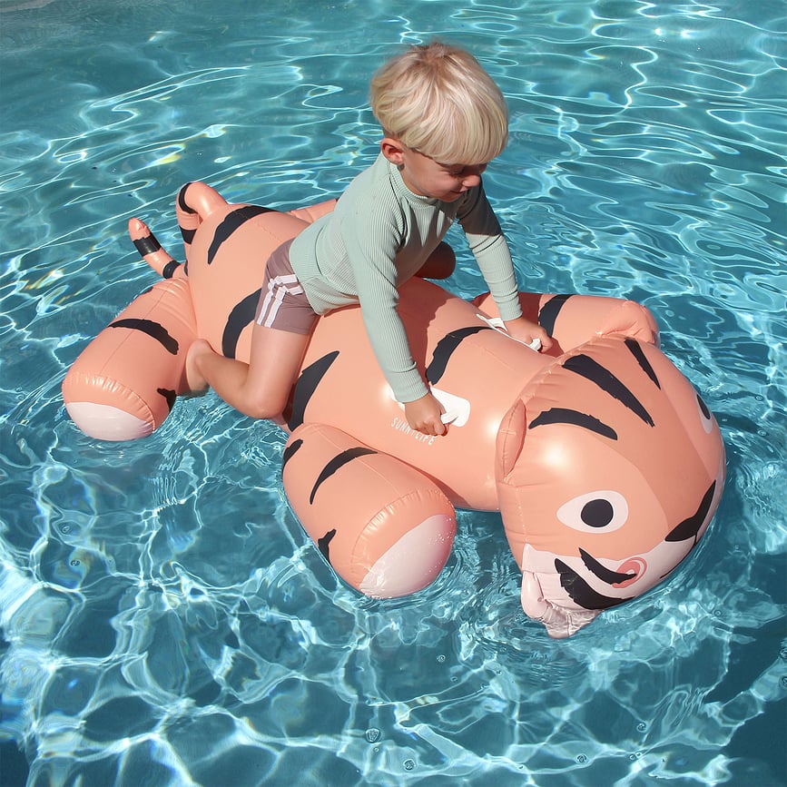 Tino The Tiger oppustelig ride-on til svømning