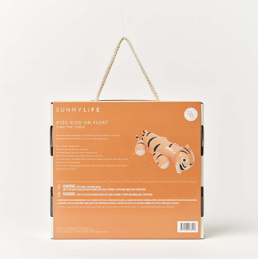 Tino The Tiger uppblåsbar åkleksak för simning