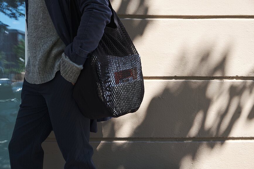 Bolsa de compra de malla, gris