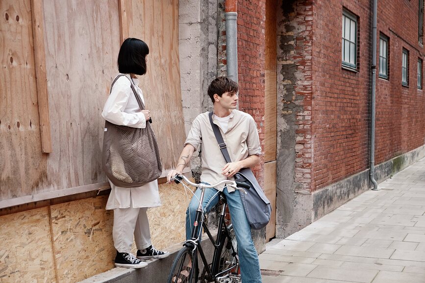 Bolsa de compra de malla, gris