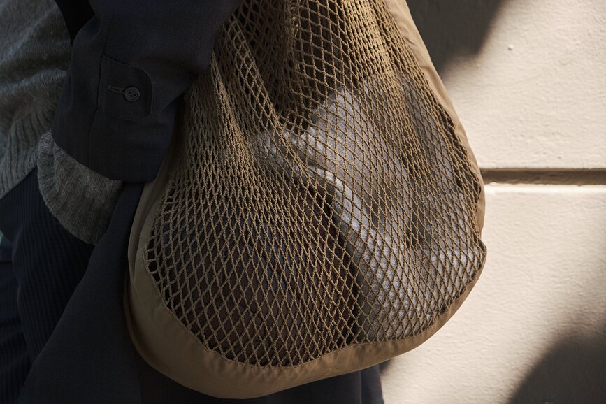 Bolsa de compra de malla, gris