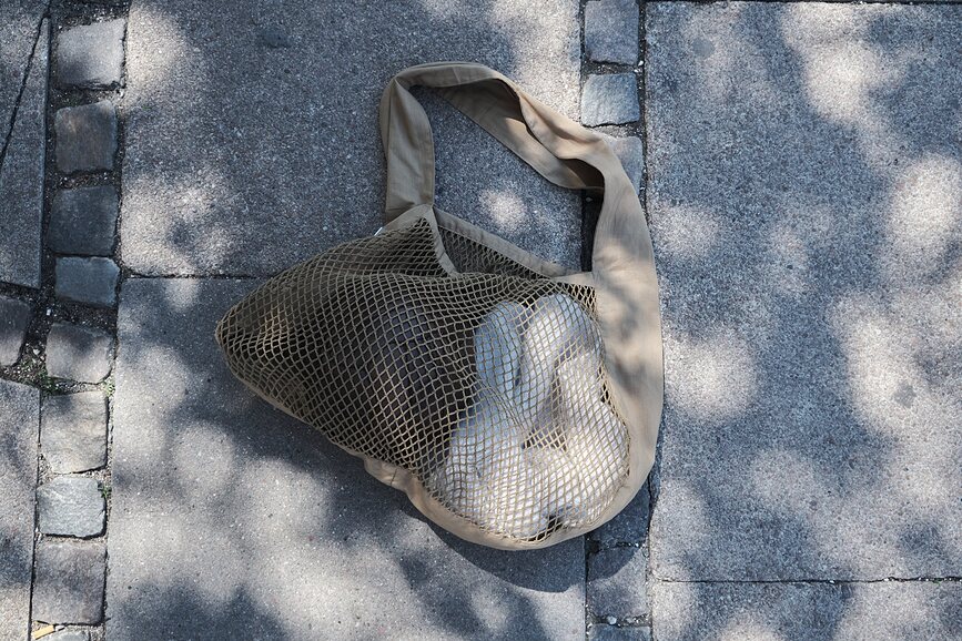 Bolsa de compra de malla, gris