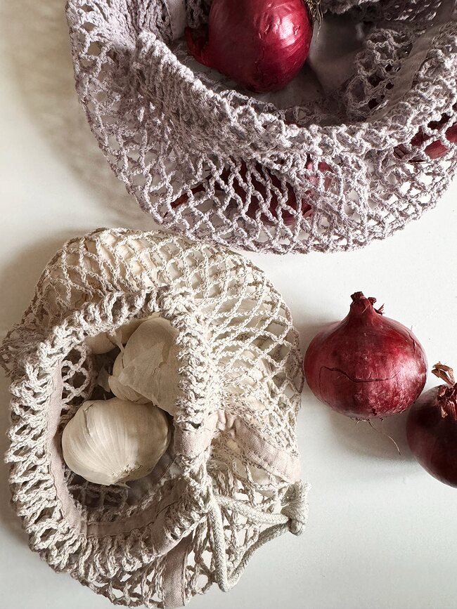 Bolsa de malla Net, para frutas y verduras, talla L, lavanda