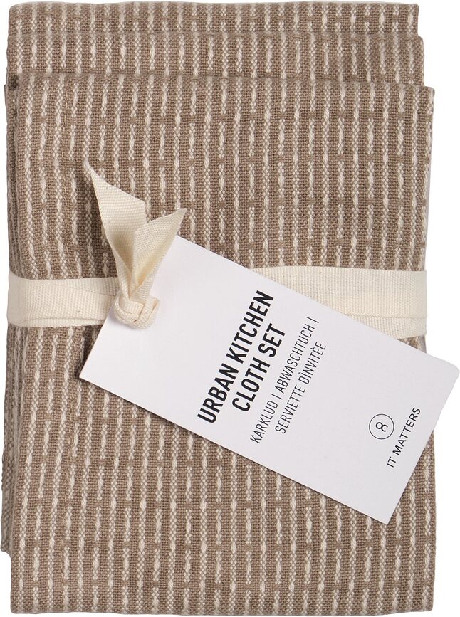 Keukenhanddoeken Urban 18 x 35 cm beige 3 st.