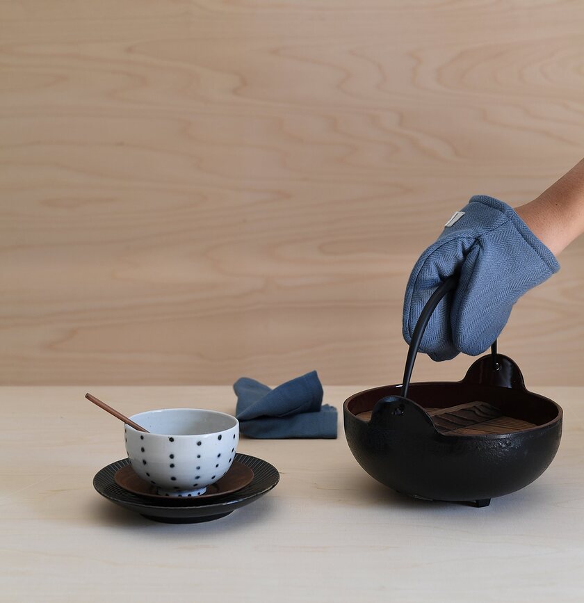 Manopla de cocina Mini Oven, gris azulada