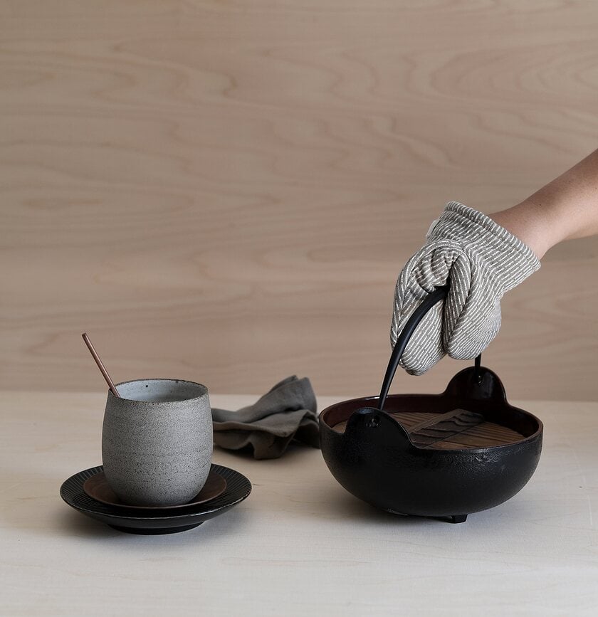 Manopla de cocina Mini Oven, gris azulada