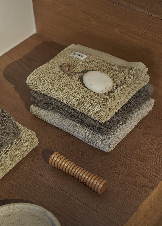 Mild Serviettes, gris-beiges, Lot de 2