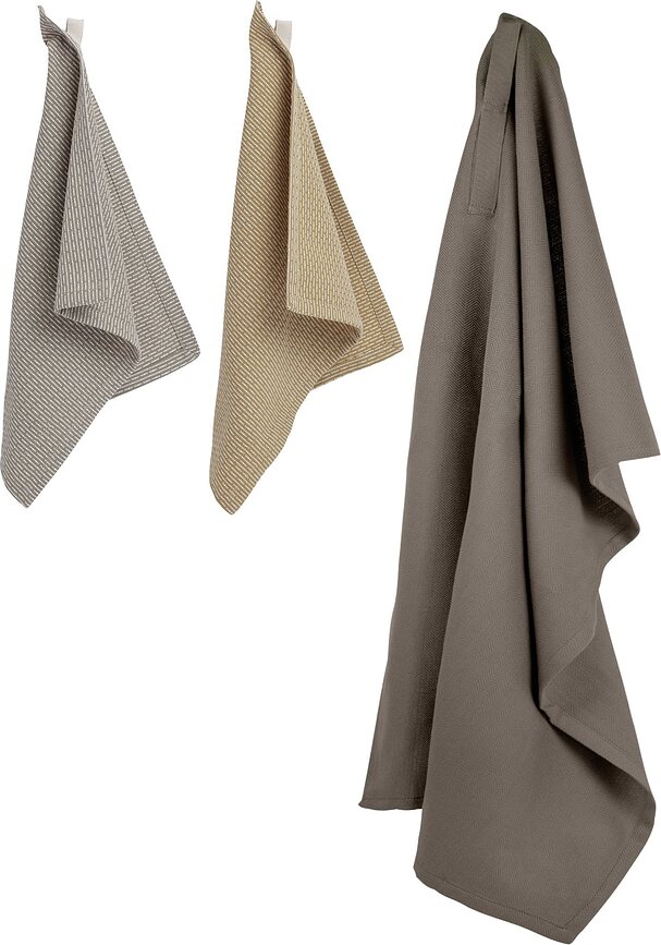 Paños de Cocina The Organic Company, 53 x 86 cm, colores neutros, Pack de 3 unidades