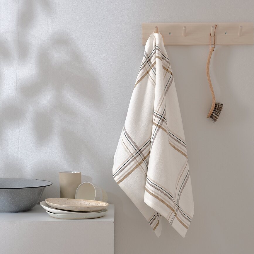 Paños de Cocina The Organic Company II, 53 x 86 cm, crema y azul, Pack de 2