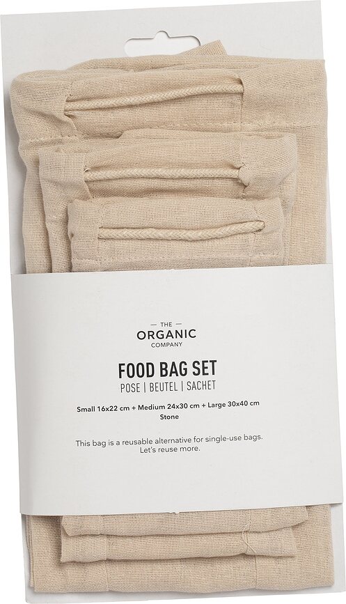 The Organic Company Sacs pour fruits et légumes, beiges clairs, Lot de 3