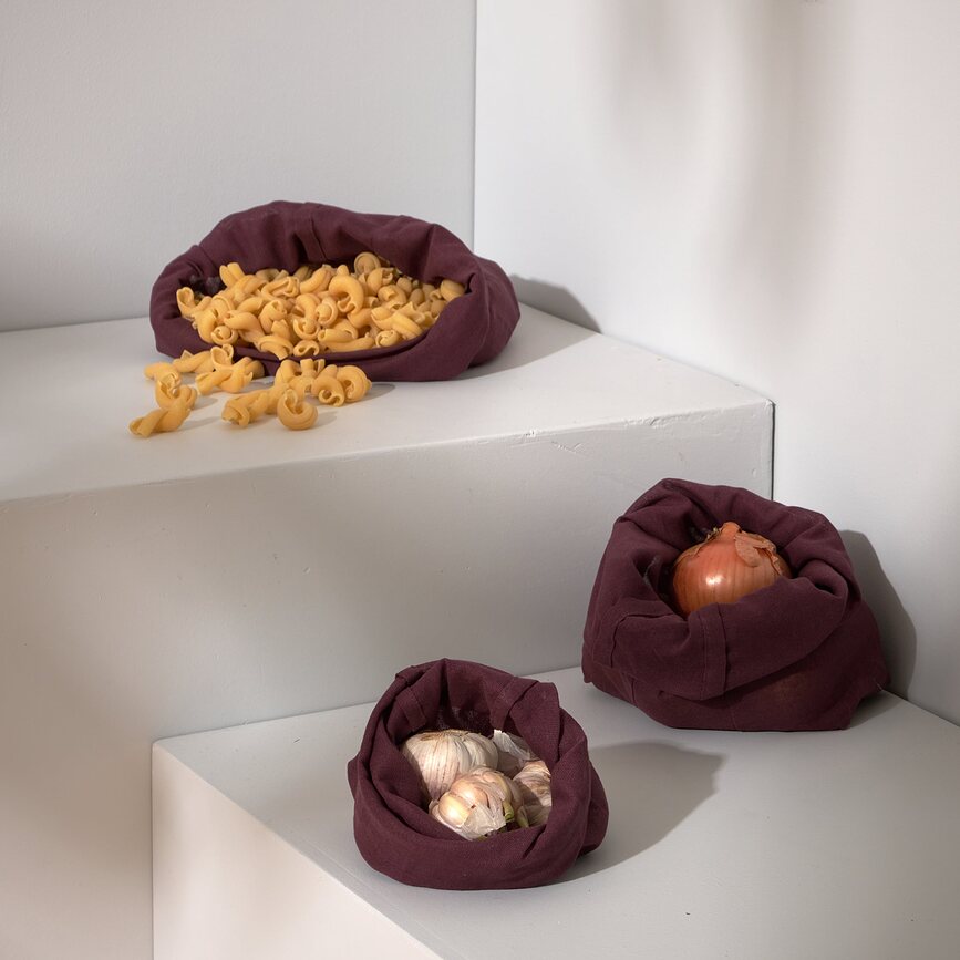 The Organic Company Sacs pour fruits et légumes, beiges clairs, Lot de 3