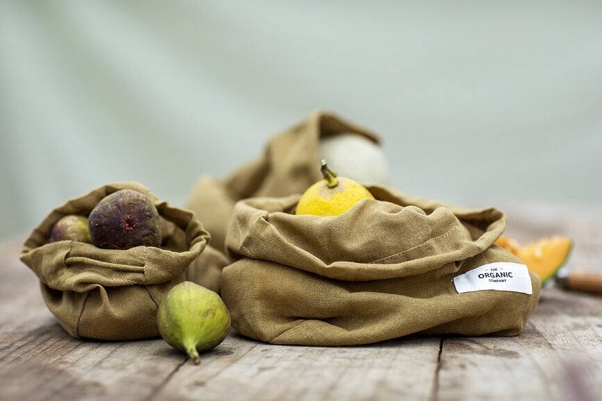 The Organic Company Σακούλες για φρούτα και λαχανικά, ανοιχτό μπεζ, 3 τμχ