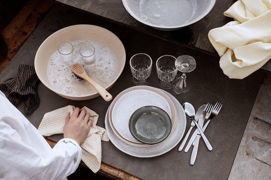 The Organic Company Torchon de Cuisine 30 x 35 cm, beige-vert