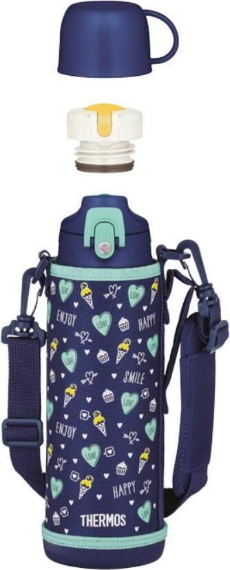 Active Kinder-Isolierflasche mit 2 Verschlüssen und Etui 1 l, lila
