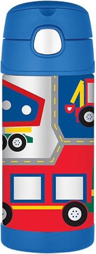 Botella térmica con pajita FUNtainer, 355 ml, diseño de vehículos