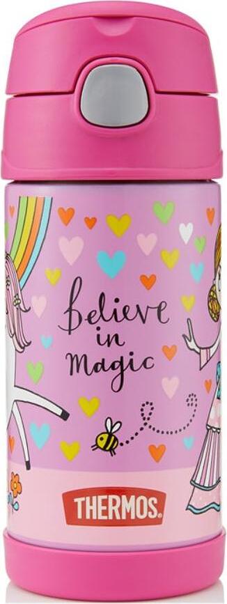 Botella térmica con pajita FUNtainer, 355 ml, diseño unicornio