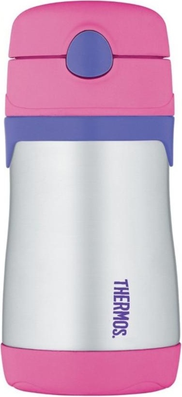 Foogo Thermosflasche für Kinder 18 m+ mit Strohhalm 290 ml, Rosa
