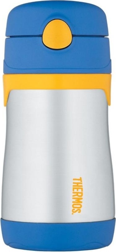 Foogo Thermosflasche für Kinder 18m+ mit Strohhalm, 290 ml, blau