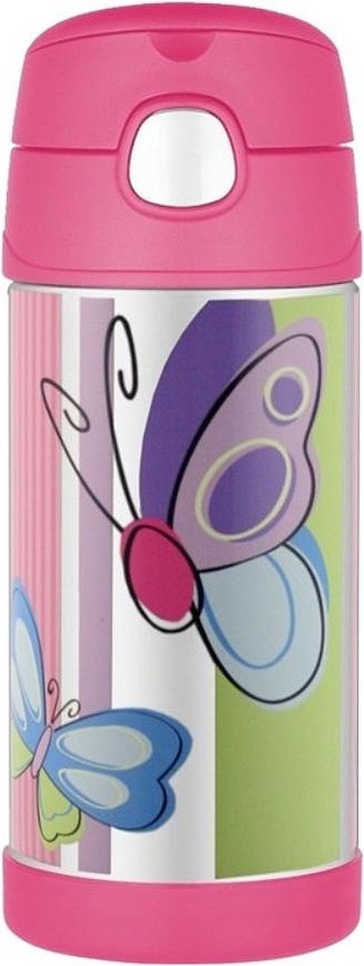 FUNtainer termosz kulacs szívószállal, pillangó mintás, 355 ml
