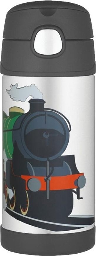 FUNtainer termosz kulacs szívószállal, vonat mintás, 355 ml
