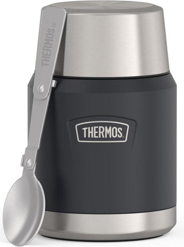 Icon Boîte isotherme repas avec cuillère pliable, 470 ml, gris foncé, Set 2 pièces