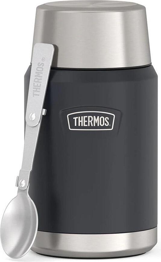 Icon Boîte Repas Isotherme avec cuillère pliante, 710 ml, gris foncé, Set 2 pièces
