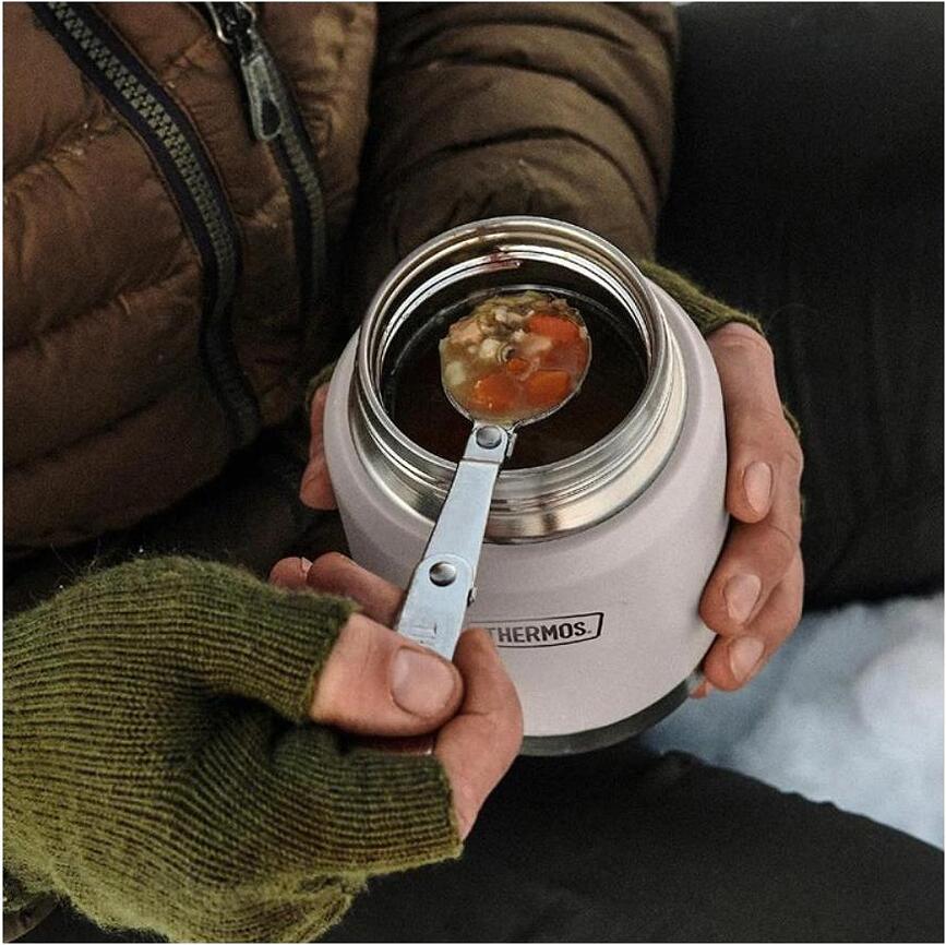 Icon Θερμός Φαγητού με πτυσσόμενο κουτάλι, 470 ml, μπεζ-γκρι, 2 τμχ