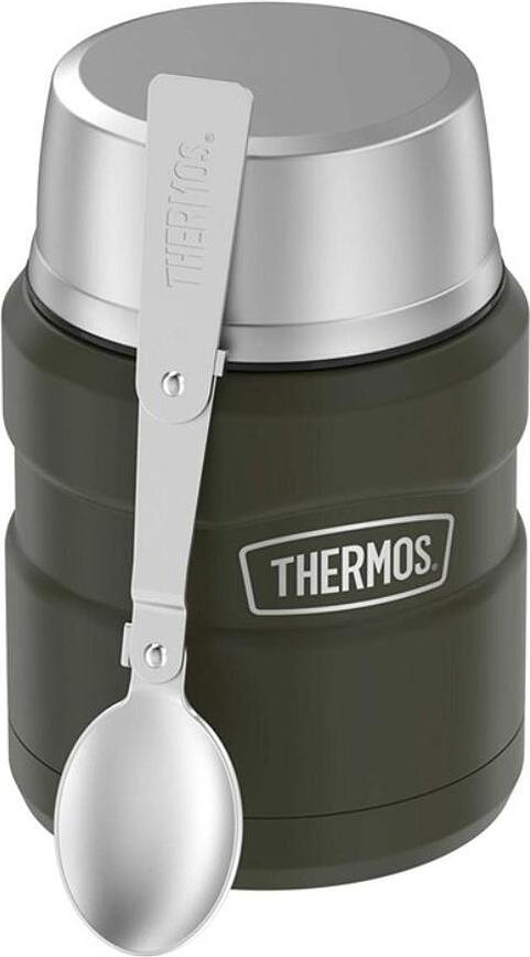 Style Thermos alimentaire avec cuillère pliable, 470 ml, vert foncé, Set 2 pièces