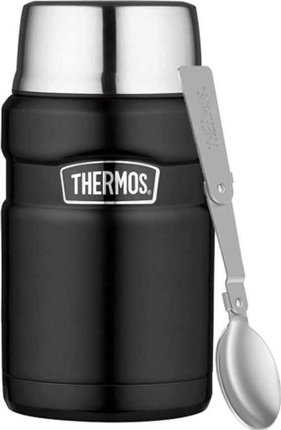 Style Thermos Alimentaire avec cuillère pliable, 710 ml, noir mat, Set 2 pièces