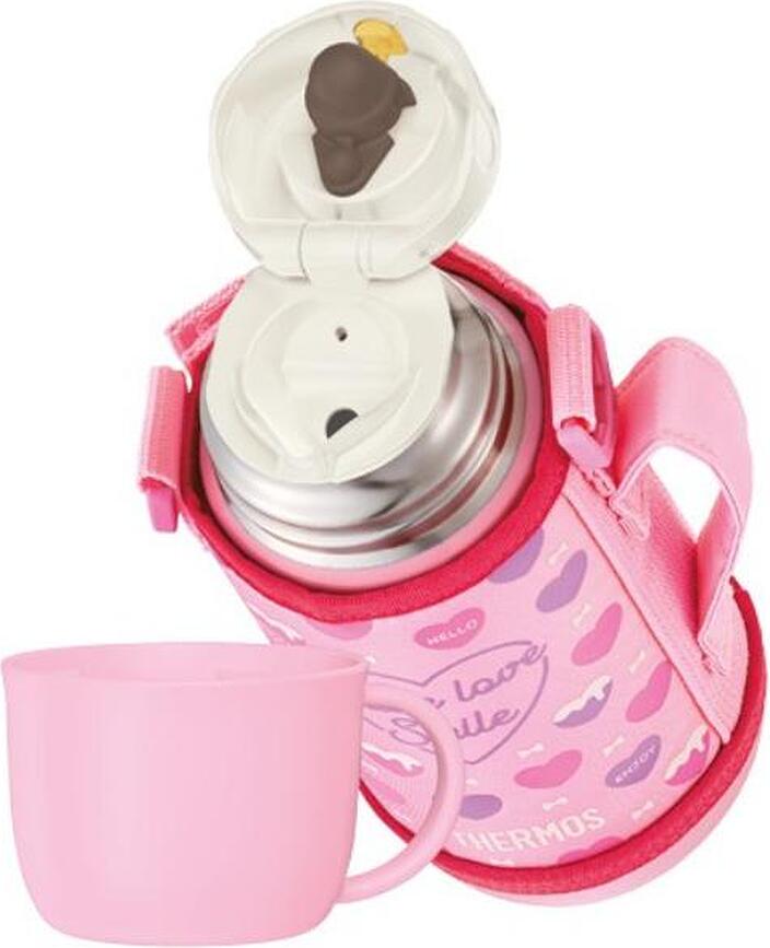 Termo para niños Active, 600 ml, azul, con doble tapa y funda, Set de 4 piezas