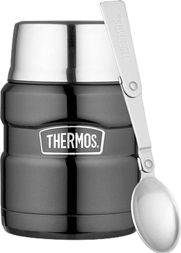 Termo para Alimentos con cuchara plegable Style, 470 ml, gris, Set de 2 piezas