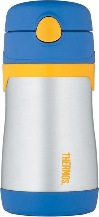 Termoláhev pro děti 18 m+ se slámkou Foogo, 290 ml, modrá